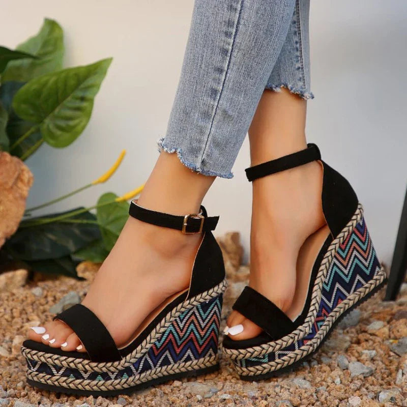 Comfortable Zelina - Boho Wedge Sandals