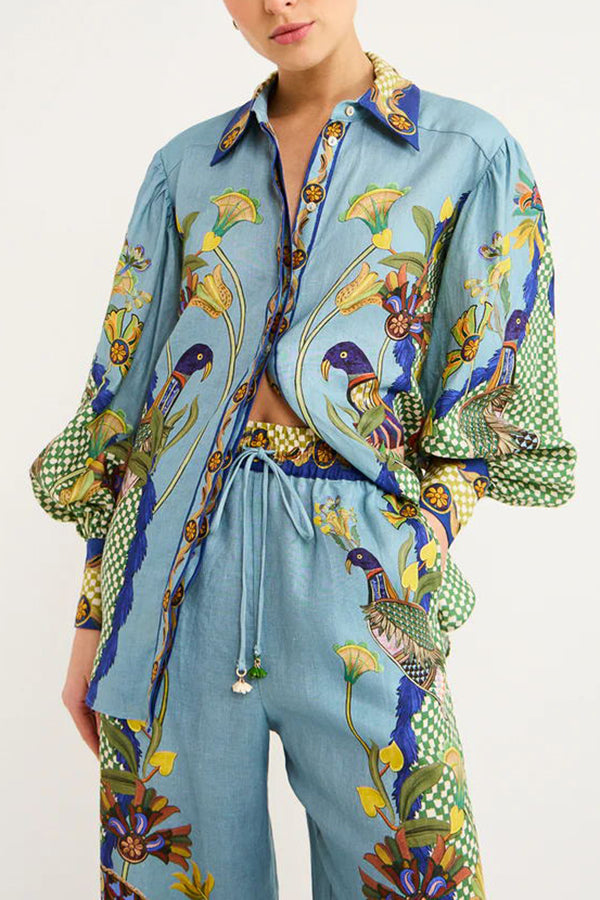 Fashionable Heaven Bird Balloon Sleeve Shirt