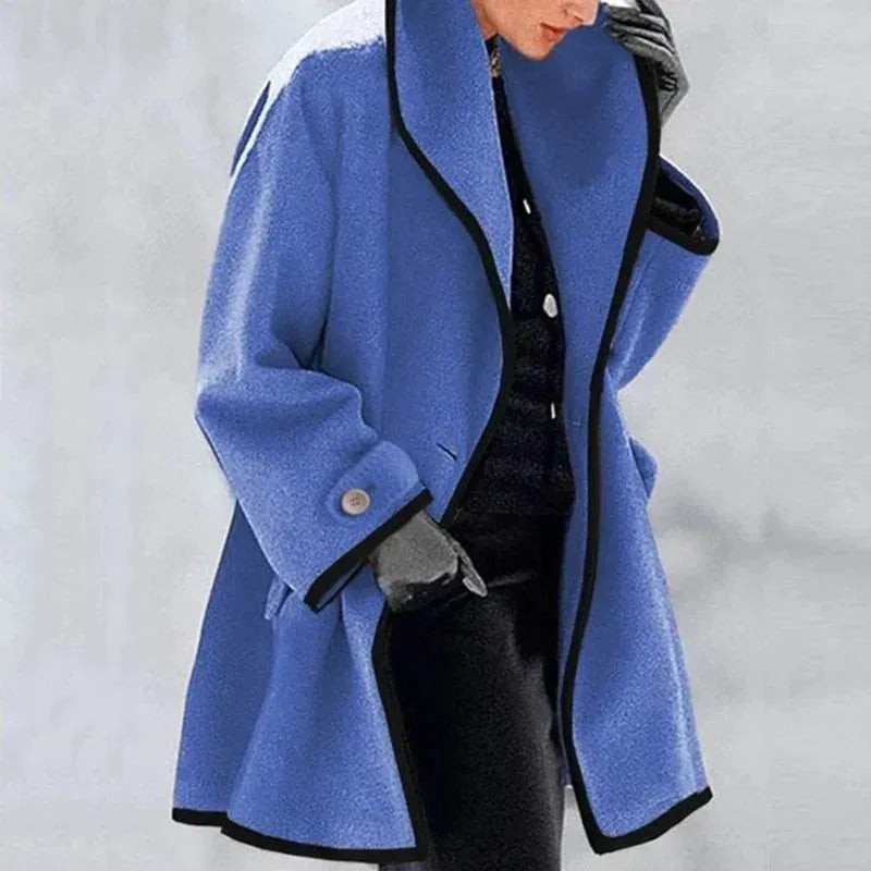 Elegant Cressida - Elegant Contrast-trim Coat