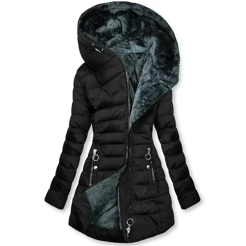 Trendy Celestia - Fur-lined Hooded Jacket