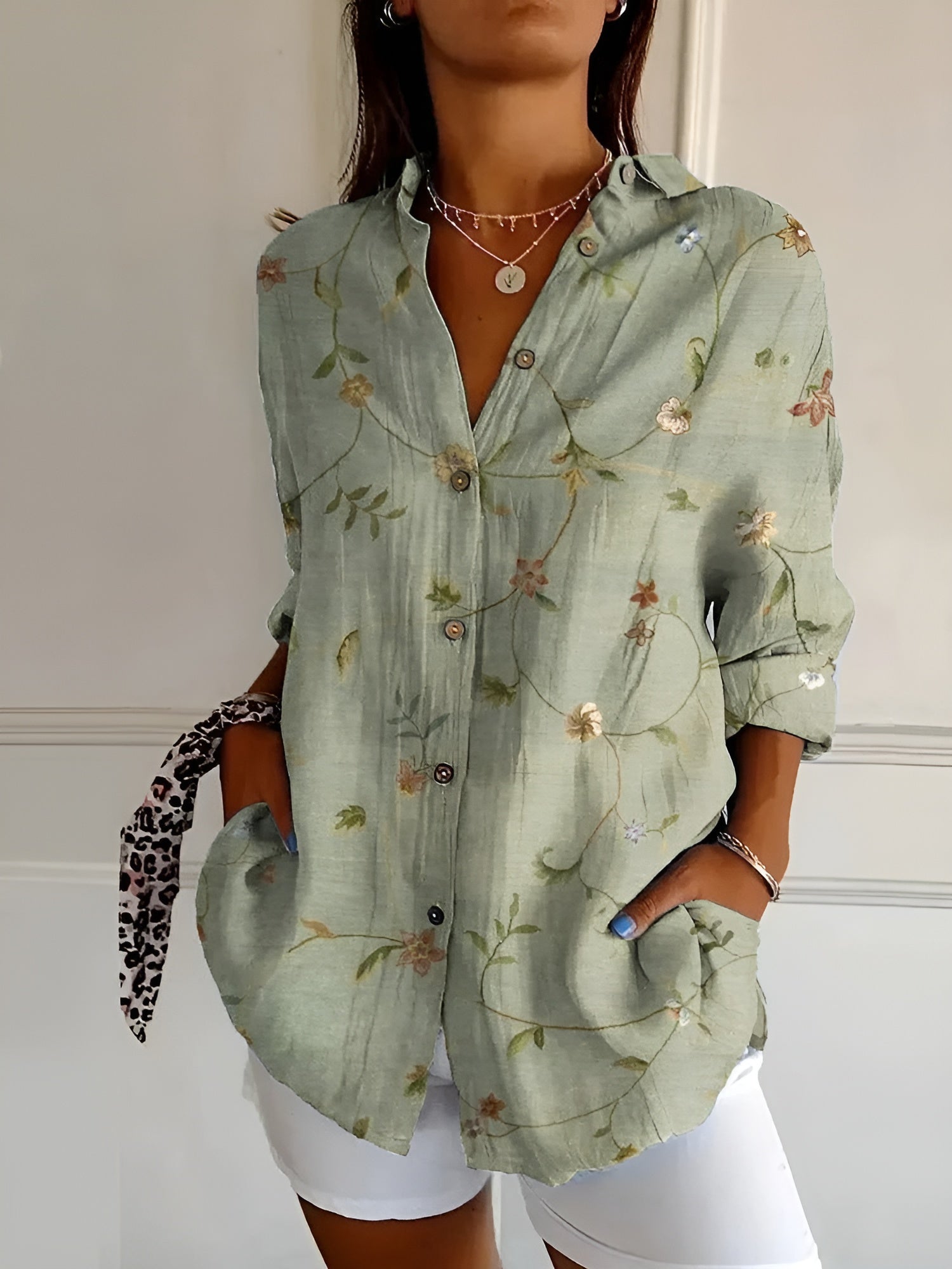 Premium Madilyn - Printed Button-up Shirt